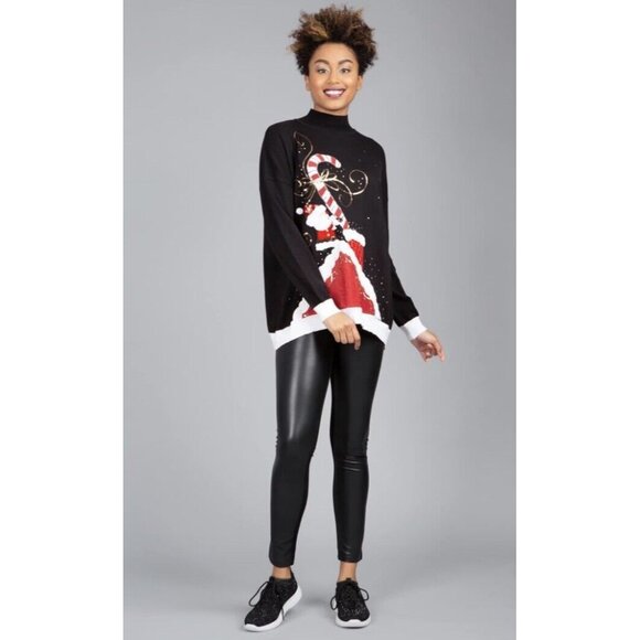 Berek Christmas Sweater for Women, Santa and Candy Cane Holiday Sweater Sequin - Picture 3 of 7